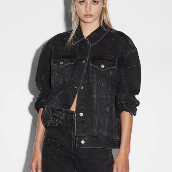Ksubi Oversized Black Denim Jacket With Crystals